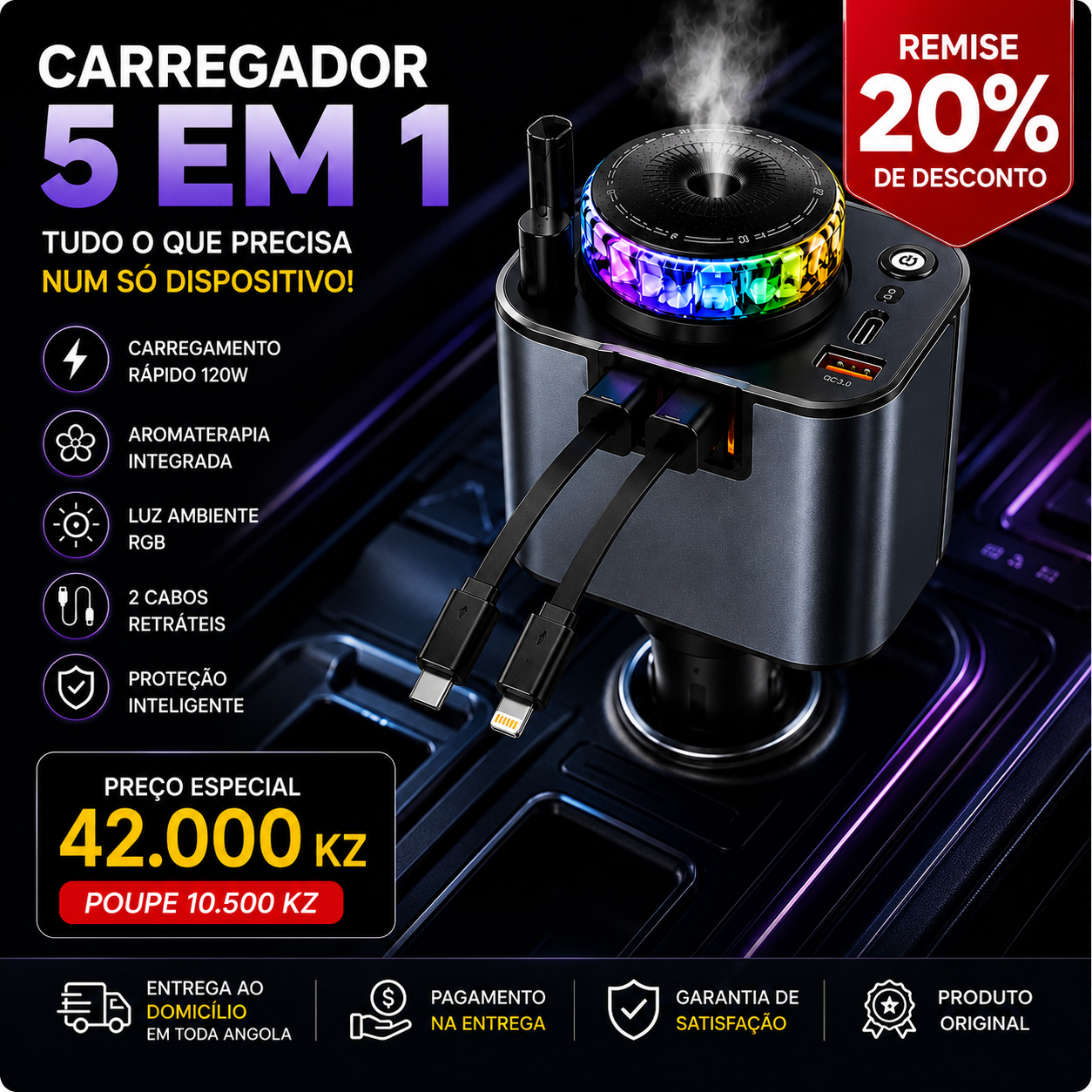 Carregador 5 em 1 RGB