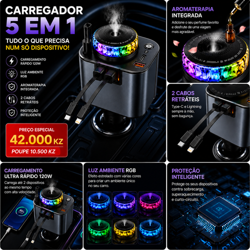 Carregador 5 em 1 RGB